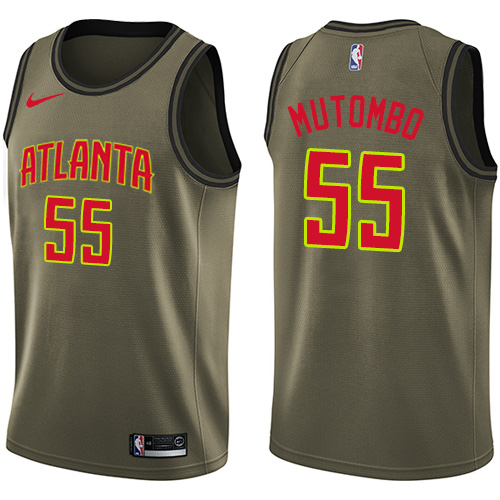 Nike Atlanta Hawks #55 Dikembe Mutombo Green Men's Salute to Service NBA Swingman Jersey