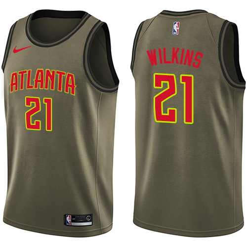 Nike Atlanta Hawks #21 Dominique Wilkins Green Men's Salute to Service NBA Swingman Jersey