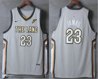 Nike Cleveland Cavaliers #23 LeBron James Gray The Land 2017-2018 Men's Authentic Stitched NBA Jersey