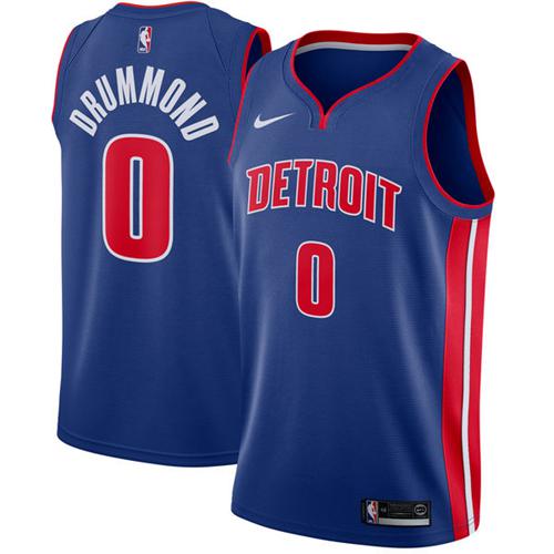 Nike Detroit Pistons #0 Andre Drummond Blue NBA Swingman Association Edition Jersey