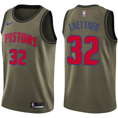 Nike Pistons #32 Christian Laettner Green Men's Salute to Service NBA Swingman Jersey