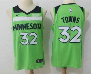 Nike Minnesota Timberwolves #32 Karl-Anthony Towns New Green 2017-2018 Men's Swingman Fitbit Stitched NBA Jersey