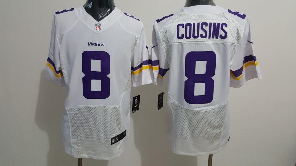 Men's Nike Vikings #8 Kirk Cousins White Stitched NFL Elite Jersey
