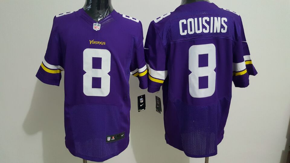 Men's Nike Vikings #8 Kirk Cousins Purple Team Color Stitched NFL Elite Jersey