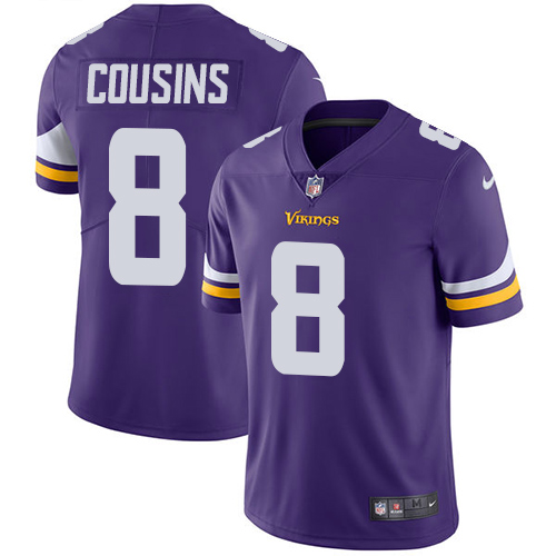 Youth Nike Vikings #8 Kirk Cousins Purple Team Color Stitched NFL Vapor Untouchable Limited Jersey