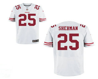 Men's San Francisco 49ers #25 Richard Sherman White Stitched NFL Nike Elite Jersey