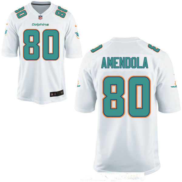 Men's Miami Dolphins #80 Danny Amendola White Stitched NFL Nike Game Jersey