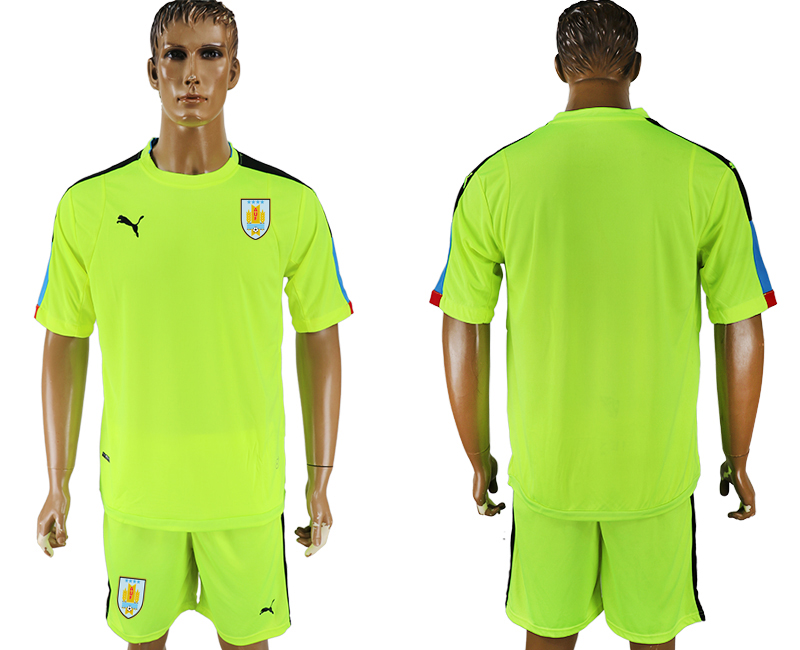 Uruguay Fluorescent Green Goalkeeper 2018 FIFA World Cup Soccer Jersey Any Name and Number Can Do