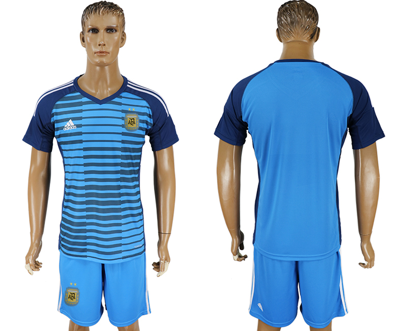 Argentina Lake Blue Goalkeeper 2018 FIFA World Cup Soccer Jersey Any Number and Number Can Do