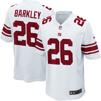 Men's New York Giants #26 Saquon Barkley Nike White 2018 NFL Draft First Round Pick Game Jersey