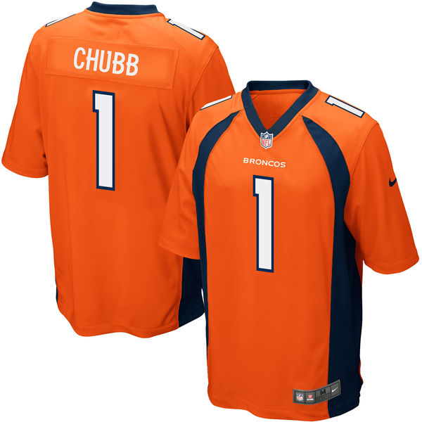 Nike Broncos 1 Bradley Chubb Orange Youth 2018 Draft Pick Game Jersey
