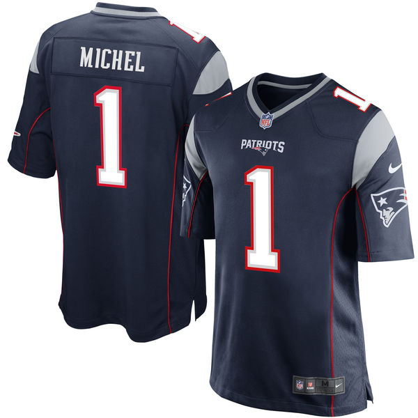 Nike New England Patriots #1 Sony Michel 2018 NFL Draft Pick Navy Blue Elite Jersey