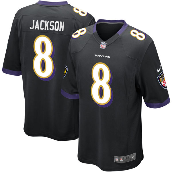 Nike Baltimore Ravens #8 Lamar Jackson 2018 NFL Draft Pick Black Elite Jersey