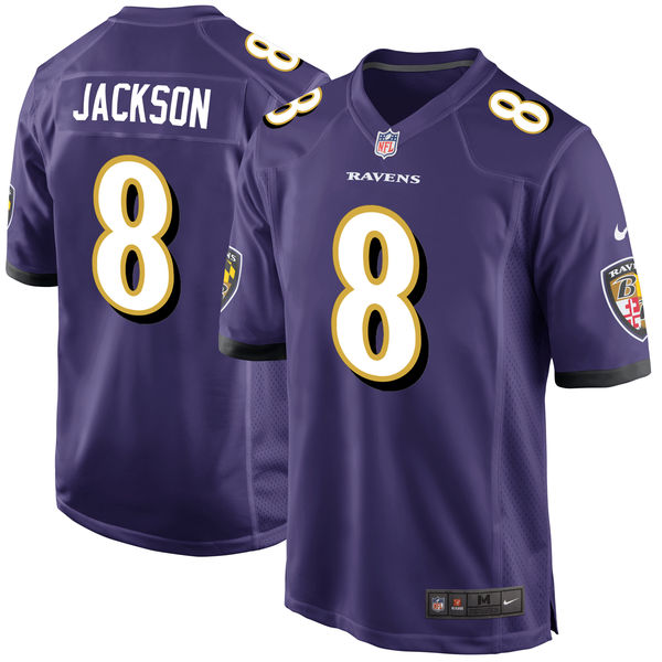 Nike Baltimore Ravens #8 Lamar Jackson 2018 NFL Draft Pick Purple Elite Jersey