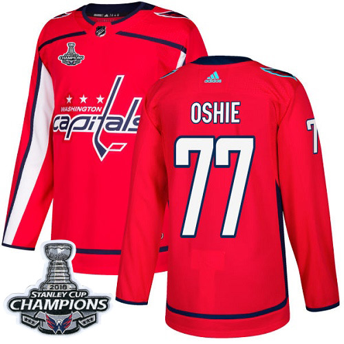 Men's Washington Capitals #77 T.J. Oshie Red Authentic Stanley Cup Final Champions Stitched Adidas NHL Jersey