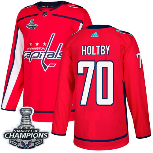 Men's Washington Capitals #70 Braden Holtby Red Road Authentic Stanley Cup Final Champions Stitched Adidas NHL Jersey