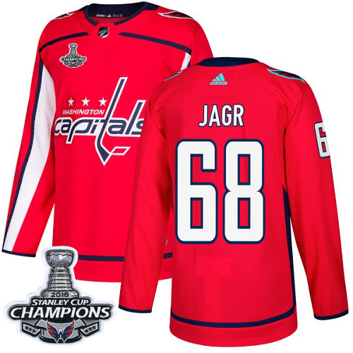 Men's Washington Capitals #68 Jaromir Jagr  Red Authentic Stanley Cup Final Champions Stitched Adidas NHL Jersey