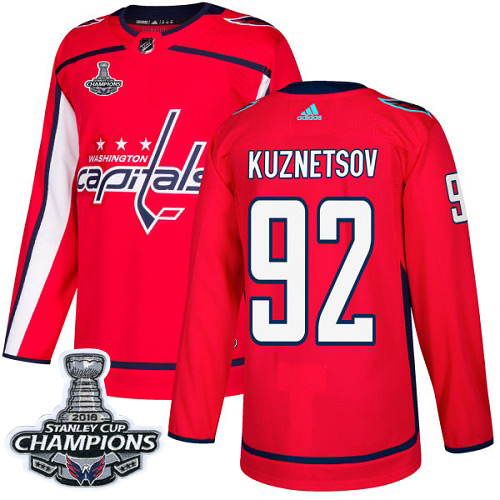 Men's Washington Capitals #92 Evgeny Kuznetsov Red Authentic Stanley Cup Final Champions Stitched Adidas NHL Jersey