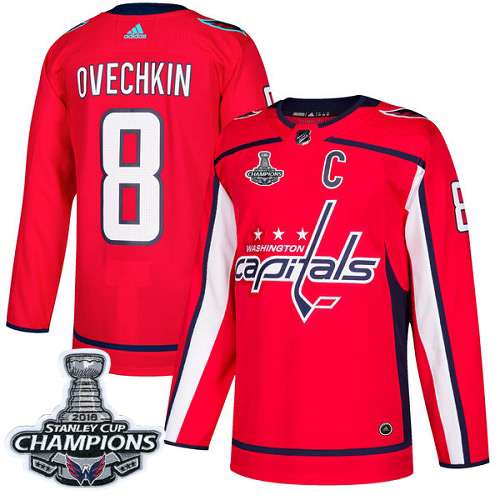 Men's Washington Capitals #8 Alex Ovechkin Red Authentic Stanley Cup Final Champions Stitched Adidas NHL Jersey