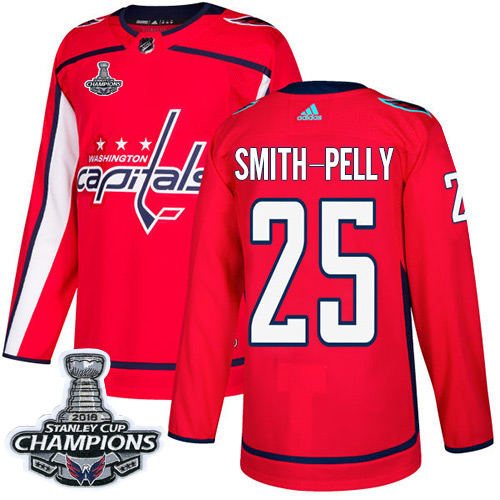 Men's Washington Capitals #25 Devante Smith-Pelly Red Authentic Stanley Cup Final Champions Stitched Adidas NHL Jersey