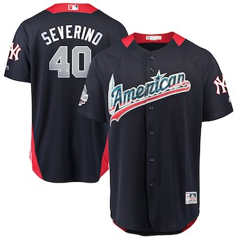 Men's 2018 MLB All-Star Game American League #40 Luis Severino Majestic Navy Home Run Derby Player Jersey