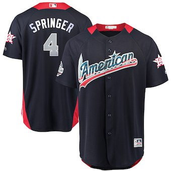 Men's 2018 MLB All-Star Game American League #4 George Springer Majestic Navy Home Run Derby Player Jersey