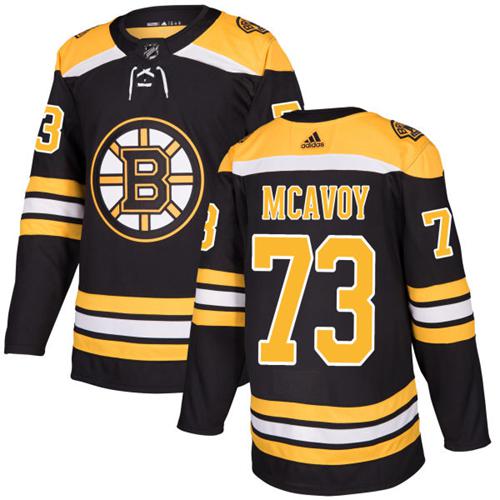 Men's Boston Bruins #73 Charlie McAvoy Black Home Authentic Stitched Adidas NHL Jersey