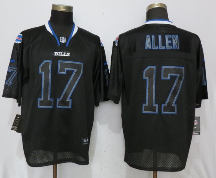 Nike Buffalo Bills #17 Josh Allen Lights Out Elite Black Jerseys