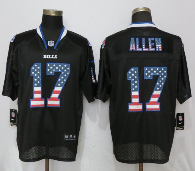 Nike Buffalo Bills #17 Josh Allen USA Flag Fashion Elite Black Jersey