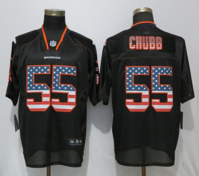 Nike Denver Broncos #55 Black Bradley Chubb USA Flag Fashion Elite Jersey