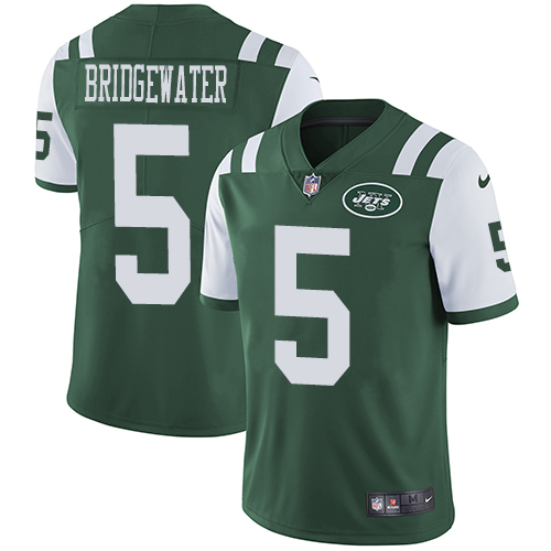 Nike New York Jets Men's Stitched NFL Vapor Untouchable Limited #5 Teddy Bridgewater Green Team Color Jersey