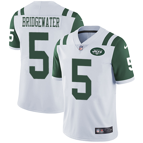 Nike New York Jets Men's Stitched NFL Vapor Untouchable Limited #5 Teddy Bridgewater White Jersey