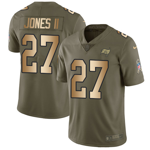 Nike Tampa Bay Buccaneers Men's Stitched NFL Limited 2017 Salute To Service #27 Ronald Jones II Olive Gold Jersey