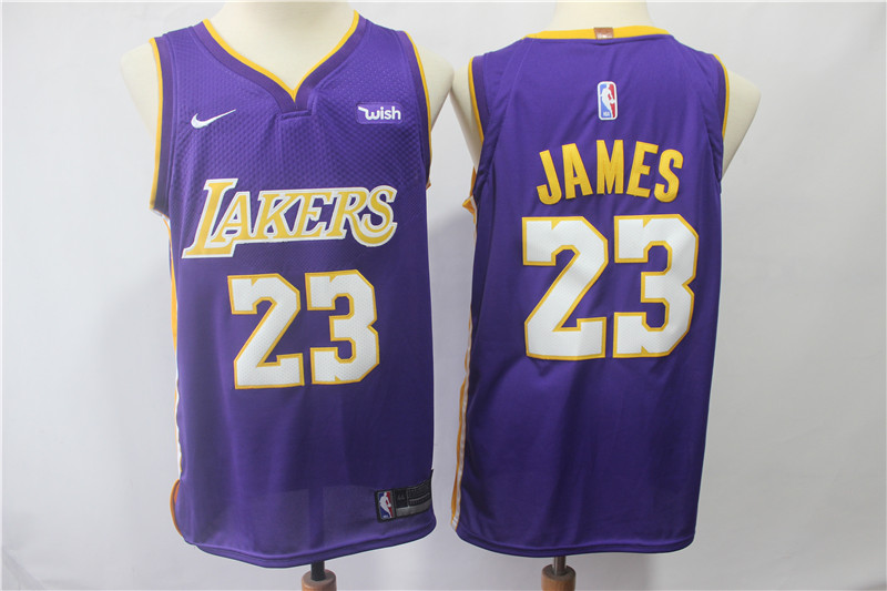 Youth Lakers #23 Lebron James Purple Nike Authentic Jersey