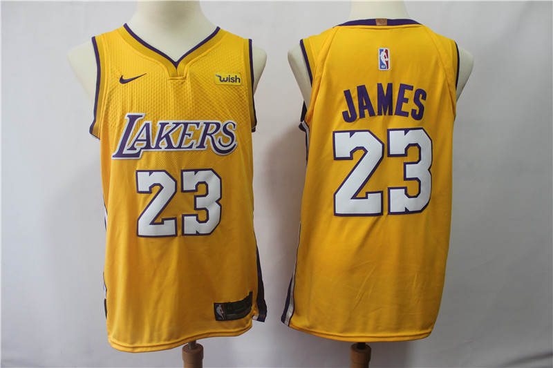 Youth Lakers #23 Lebron James Yellow Nike Authentic Jersey