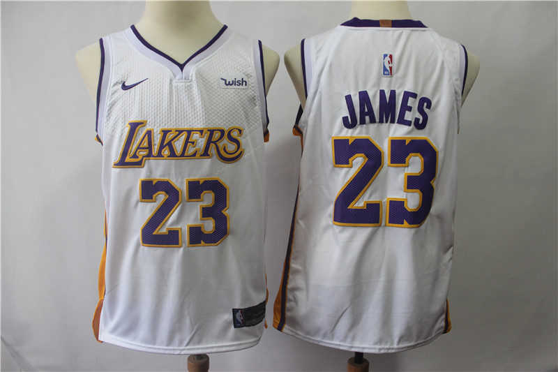 Youth Lakers #23 Lebron James White Nike Authentic Jersey