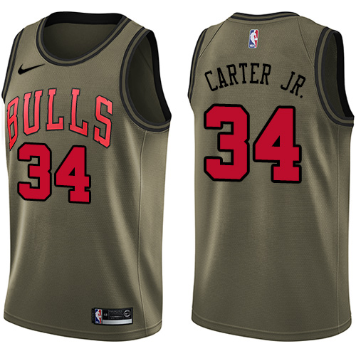 Men's Chicago Bulls #34 Wendell Carter Jr. Green Nike NBA Swingman Salute to Service Jersey