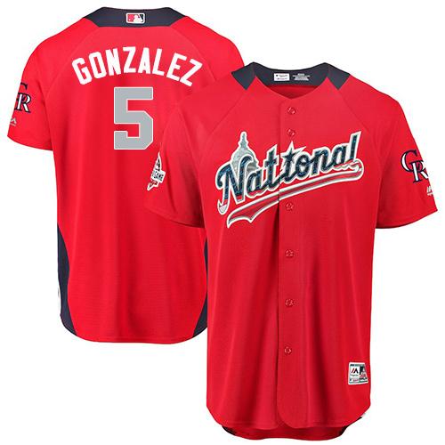 Rockies #5 Carlos Gonzalez 2018 All-Star National League Stitched Baseball Red Jersey
