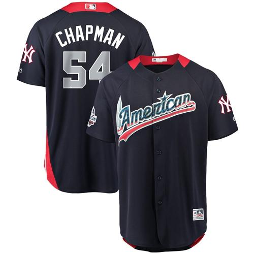 Yankees #54 Aroldis Chapman 2018 All-Star American League Stitched Baseball Navy Blue Jersey