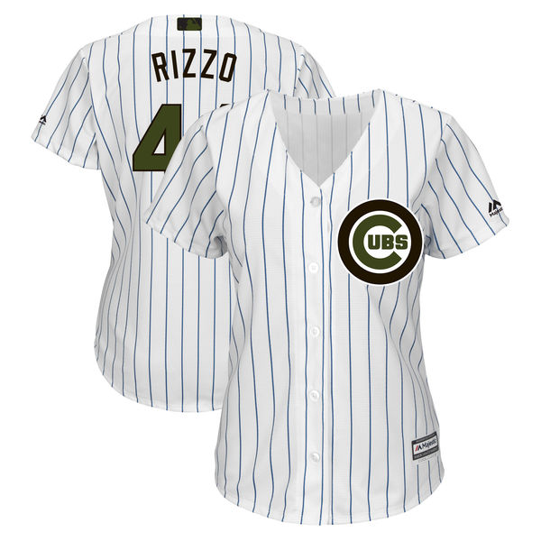Chicago Cubs #44 Anthony Rizzo Women 2018 Memorial Day Cool Base White Jersey