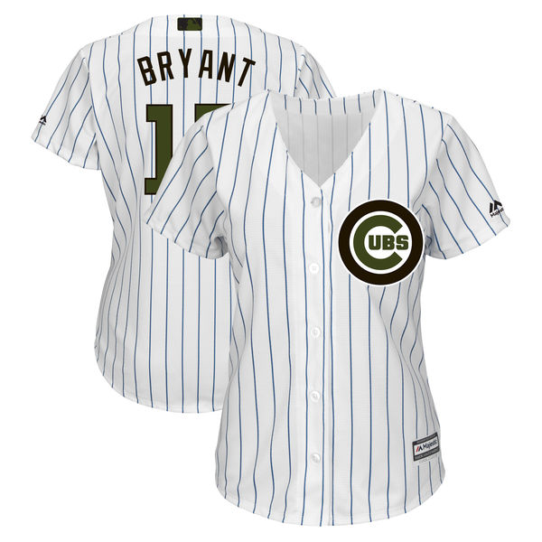 Chicago Cubs #17 Kris Bryant Women 2018 Memorial Day Cool Base White Jersey