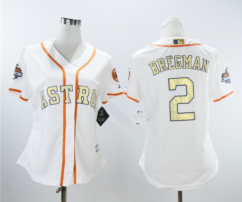 Houston Astros #2 Alex Bregman Women 2018 Gold Program Cool Base White Jersey