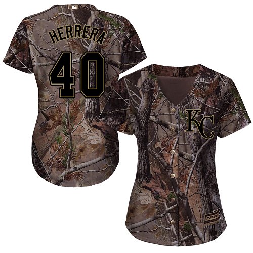 Kansas City Royals #40 Kelvin Herrera Realtree Collection Cool Base Women's Stitched Baseball Camo Jersey