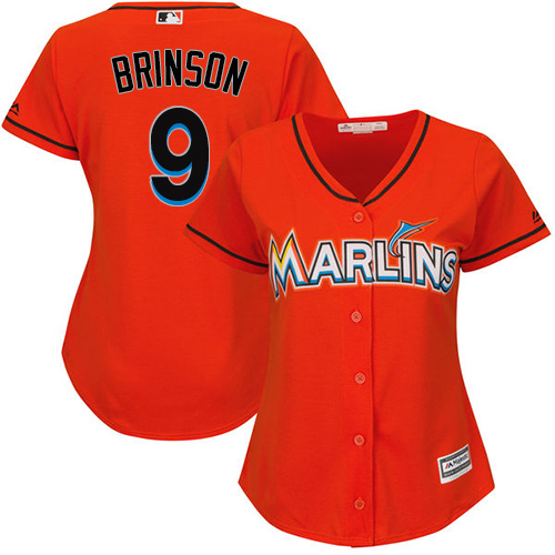 Miami Marlins #9 Lewis Brinson Alternate Women's Stitched Baseball Orange Jersey