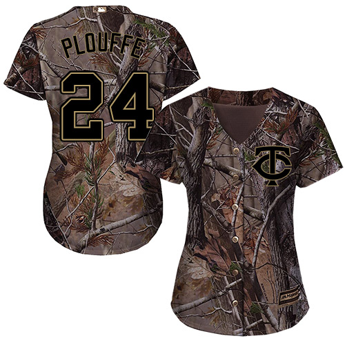 Minnesota Twins #24 Trevor Plouffe Realtree Collection Cool Base Women's Stitched Baseball Camo Jersey