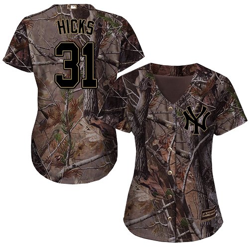 New York Yankees #31 Aaron Hicks Realtree Collection Cool Base Women's Stitched Baseball Camo Jersey