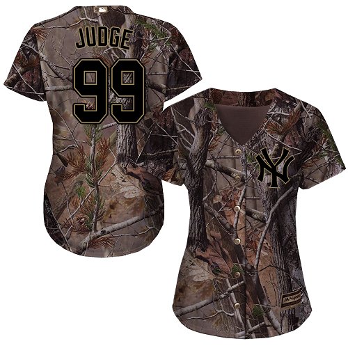 New York Yankees #99 Aaron Judge Realtree Collection Cool Base Women's Stitched Baseball Camo Jersey