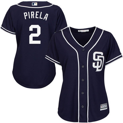 San Diego Padres #2 Jose Pirela Alternate Women's Stitched Baseball Navy Blue Jersey