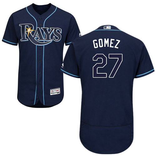 Tampa Bay Rays #27 Carlos Gomez Flexbase Authentic Collection Stitched Baseball Dark Blue Jersey