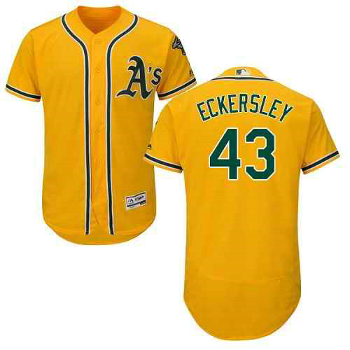 Oakland Athletics #43 Dennis Eckersley Gold Men's Flexbase Authentic Collection Stitched MLB Jersey